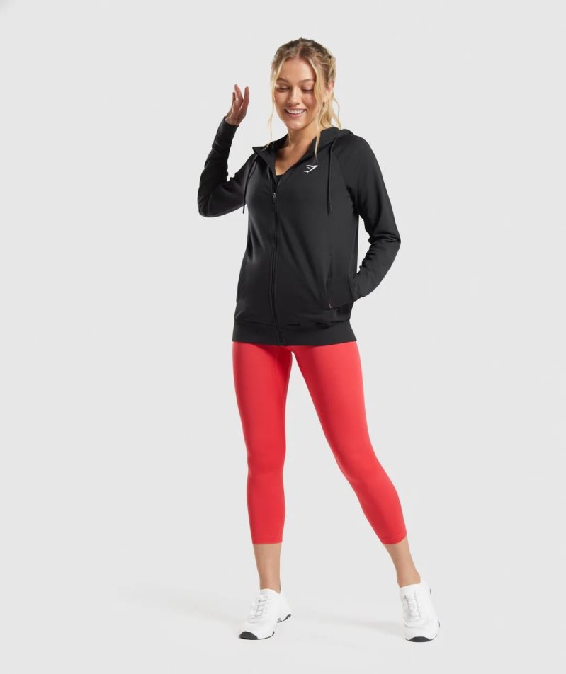 Bluzy Gymshark Treningowe Zip Damskie Czarne | PL 271YNI